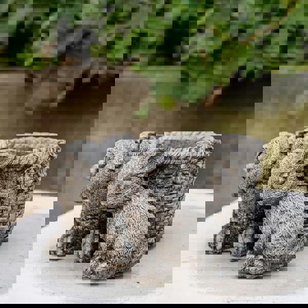 Stone Cast Pot with Rabbits for Flowers or Plants