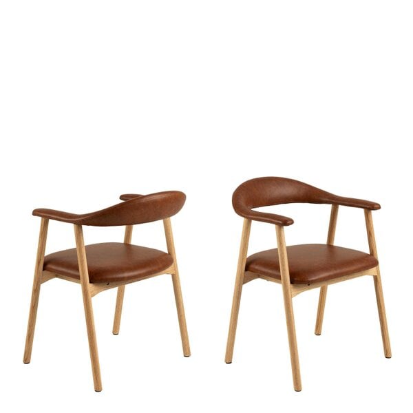 Wyld Haus Set of 2 Melbourne Brown Faux Leather Dining Chair With Armrest
