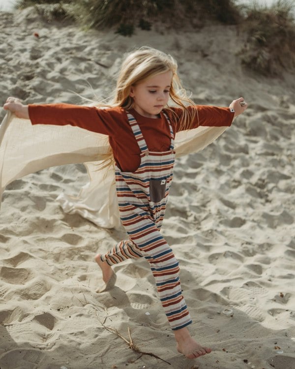 Multicolour Retro Stripe Print Dungarees - image 1