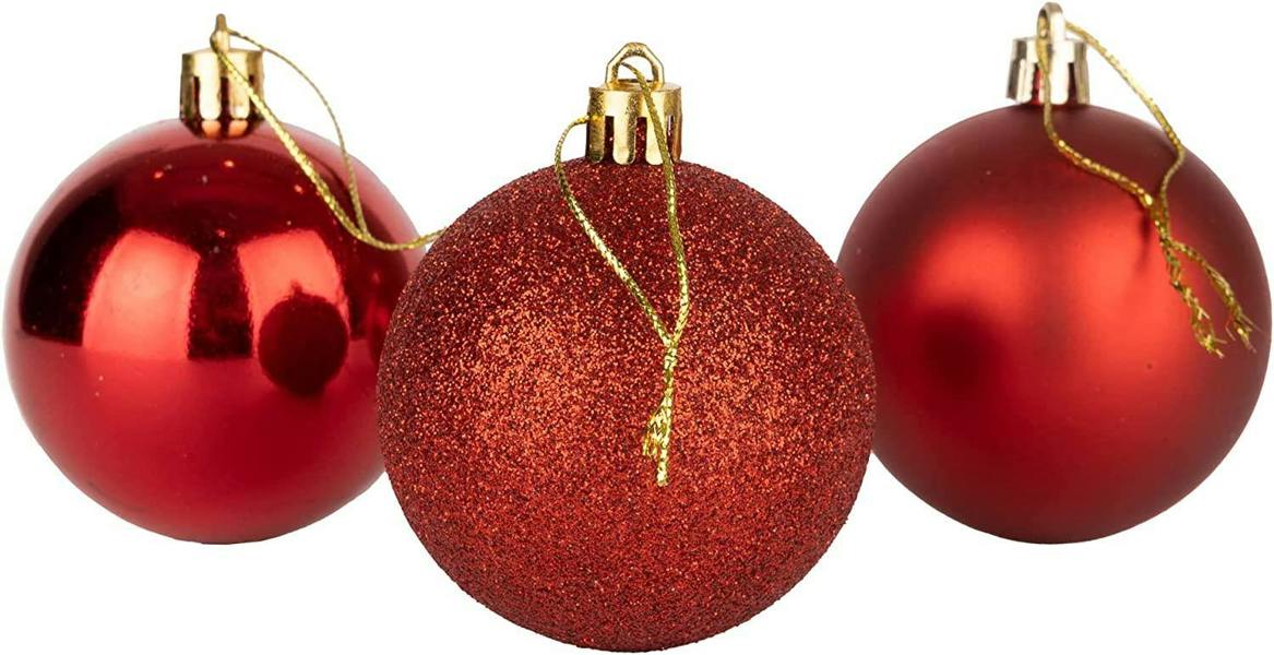 Shatchi Red Shatterproof Christmas Baubles 6cm, Available in 6 or 18 Piece Pack Sizes