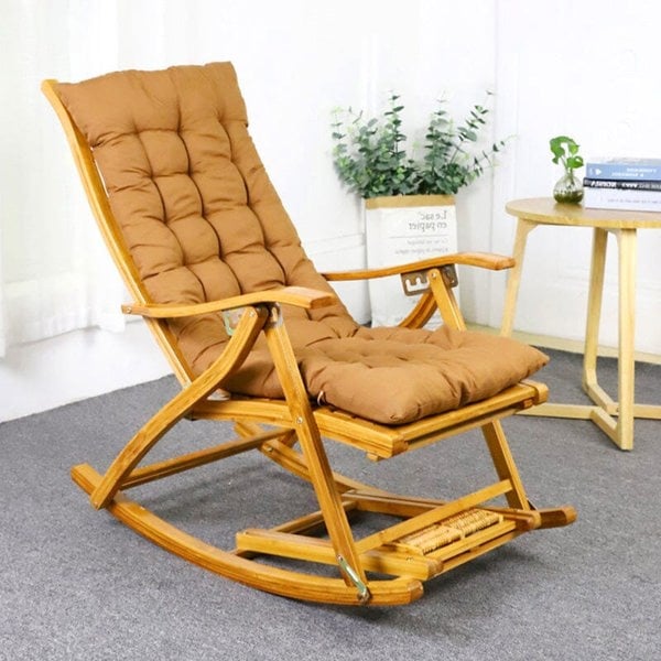 Bamboo Rocking Chair Foldable Recliner Sun Loungers Living and Home