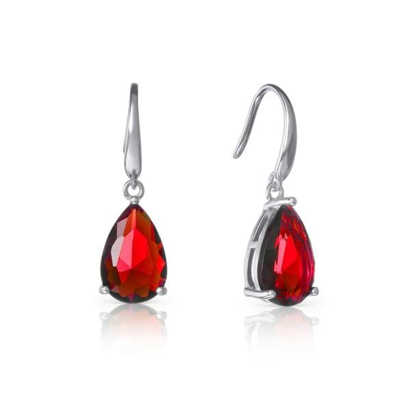namana 925 Sterling Silver Red Pear Drop Earrings