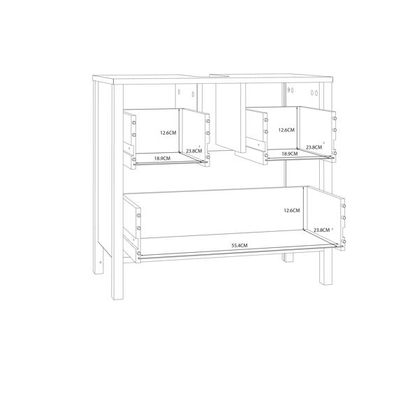 Furniture To Go Ipsarion Under Sink Bathroom Storage Unit with 2 Drawers & Silver Handles in White