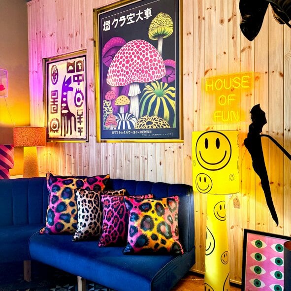 Love Frankie Pink Neon Leopard Print Cushions