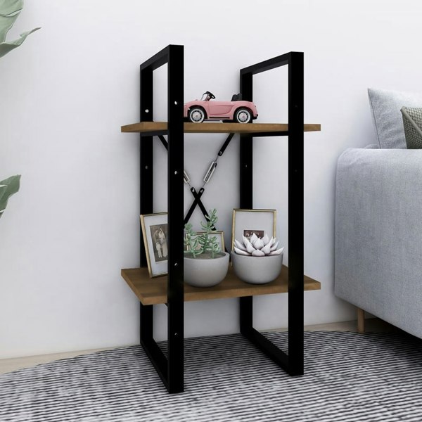 Berkfield 2-Tier Book Cabinet Brown Oak 40x30x70 cm Engineered Wood