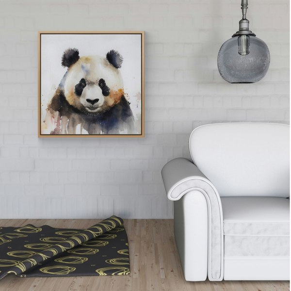 Warren Reed Panda Watercolour Framed Canvas