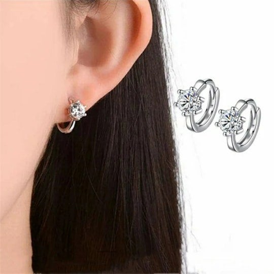 The Colourful Aura Sterling Silver Small Circle Zircon Dainty Statement Huggie Stud Hoop Earrings