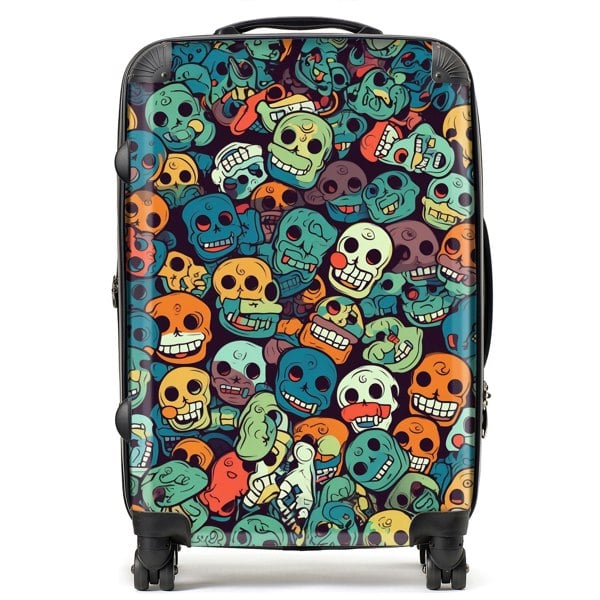 Warren Reed Smiling Skulls Pattern Suitcase