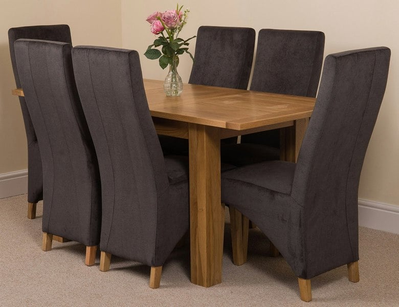 That's Furniture Hampton Small Oak Extending Dining Table with Lola Fabric Chairs