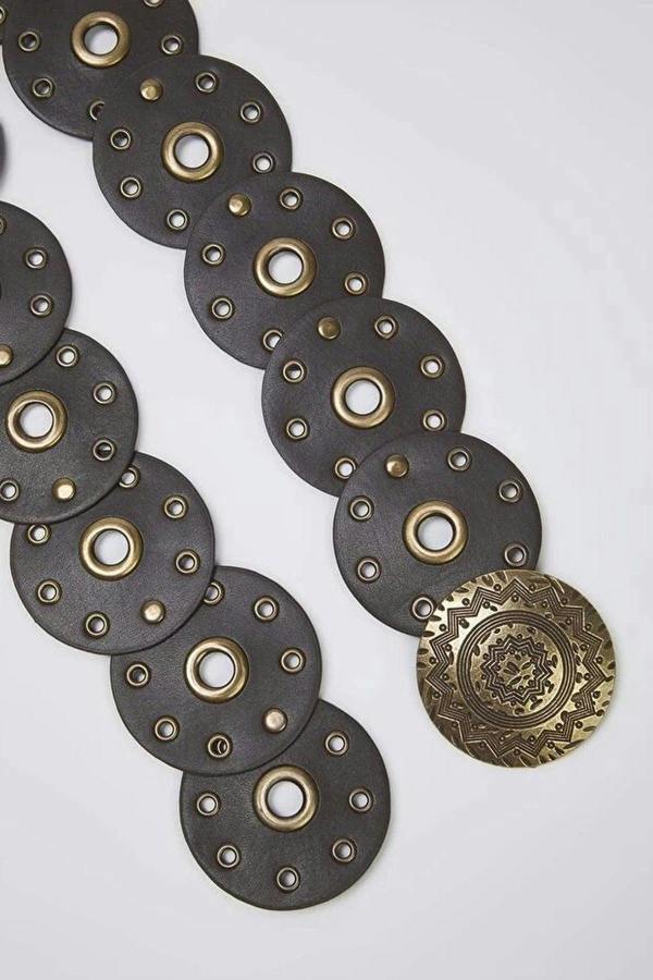WOVCOR Faux Leather Belt with Troc Details