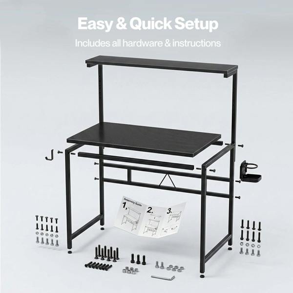 Levede Compact Gaming Desk PC Computer Table with Adjustable Monitor Shelf 80cm