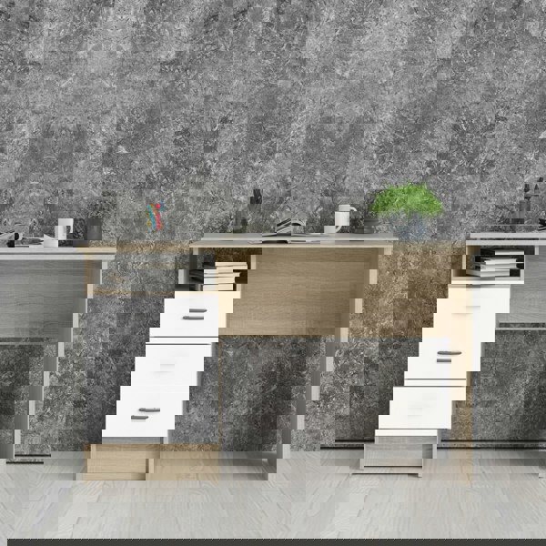 Furniture To Go Function Plus Oak Desk 3 White Drawers