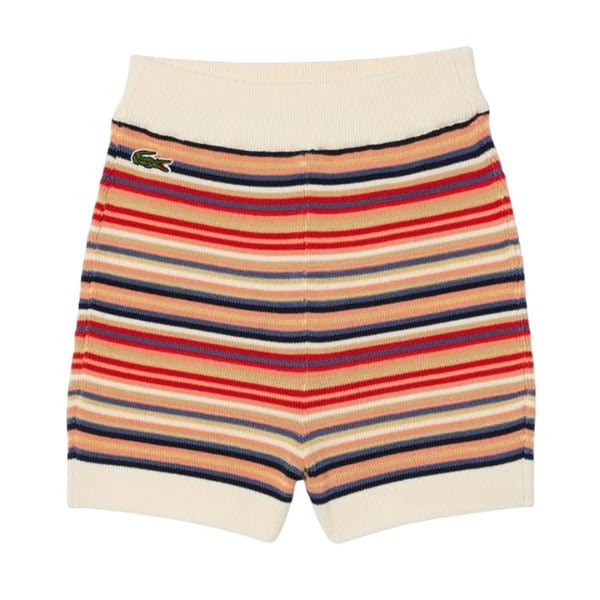 Lacoste Womens/Ladies Cotton Striped Contrast Waistband Shorts - Multicoloured