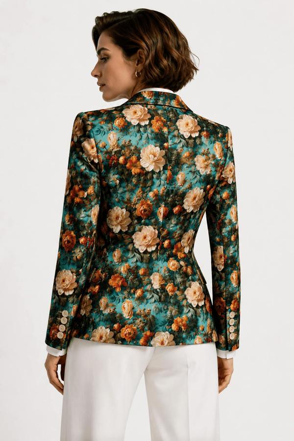 Aqua Renaissance Rose Print Blazer - Claudio Lugli Shirts
