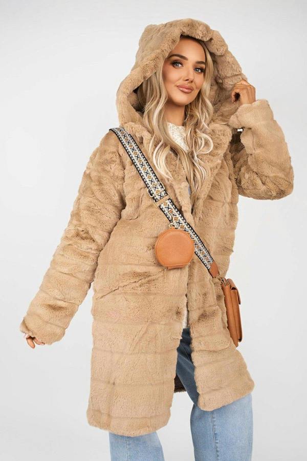 Milara Longline Faux Fur Hooded Coat - Mocha