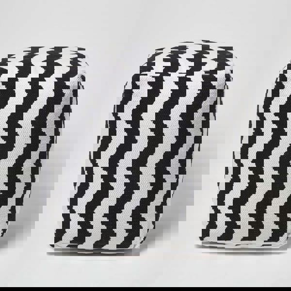 HOMESCAPES Black and White Chevron Style Bean Footstool