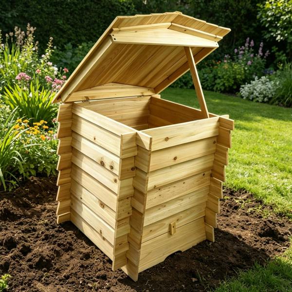 Gr8 Garden 300L Wooden Slatted Garden Compost 300L Wooden Slatted Garden Compost Bin & Outdoor Waste RecyclerBin & Outdoor Waste Recycler