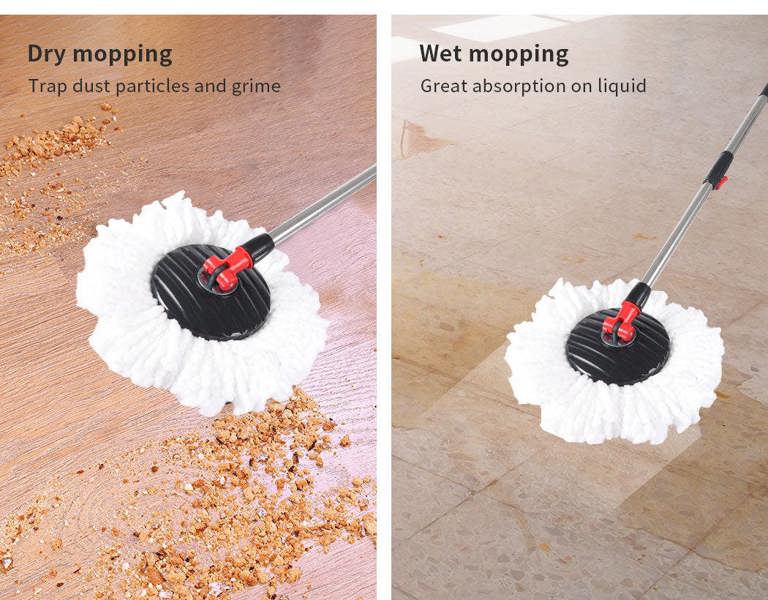 Cleanflo Spin Mop Bucket Set 360° Degree Stainless Steel Rotating Wet Dry Black