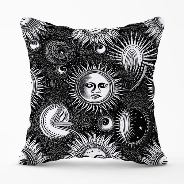 Warren Reed Moon and Sun Black White Cushions