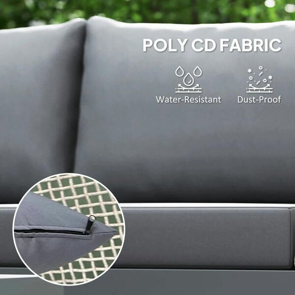 Thee-Piece 'L' Rattan Sofa Set - Grey
