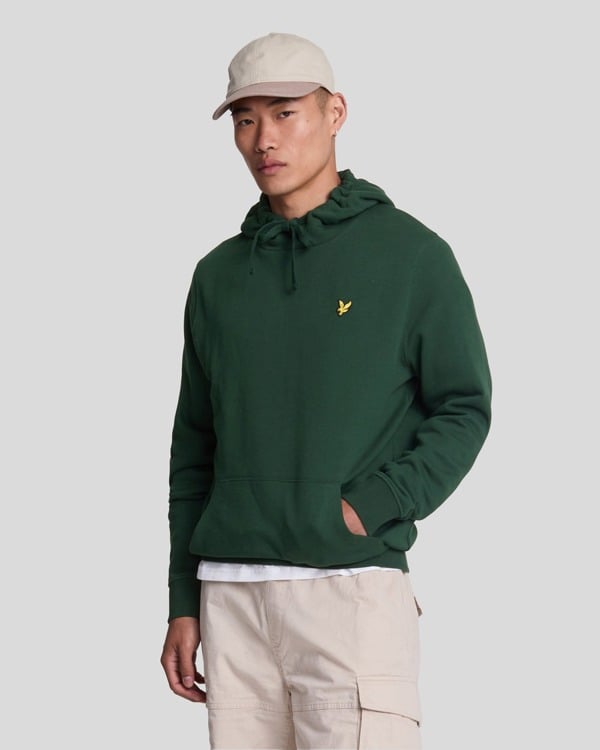 Lyle & Scott Branded Pull-over Hoodie - Dark Green