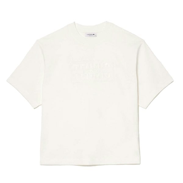 Lacoste Womens/Ladies Embroidered Cotton Oversized Tennis T-Shirt - Cream