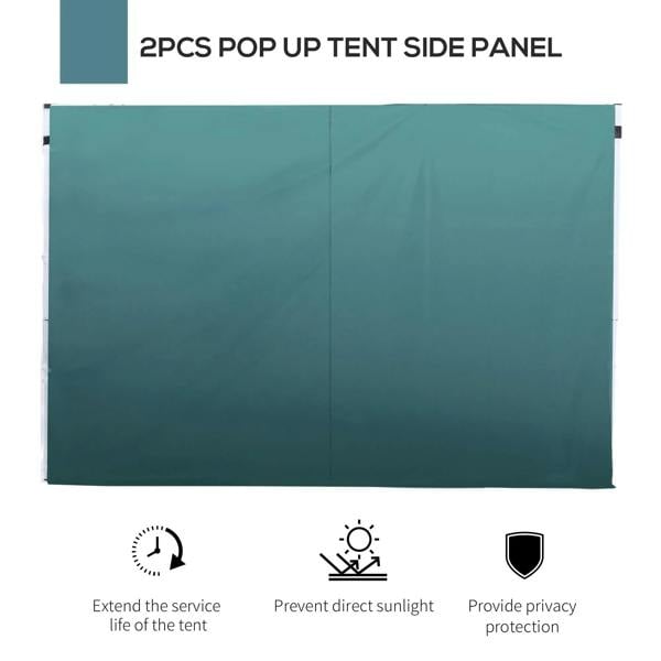 Dark green pop-up tent side panel, smooth fabric with full wall coverage