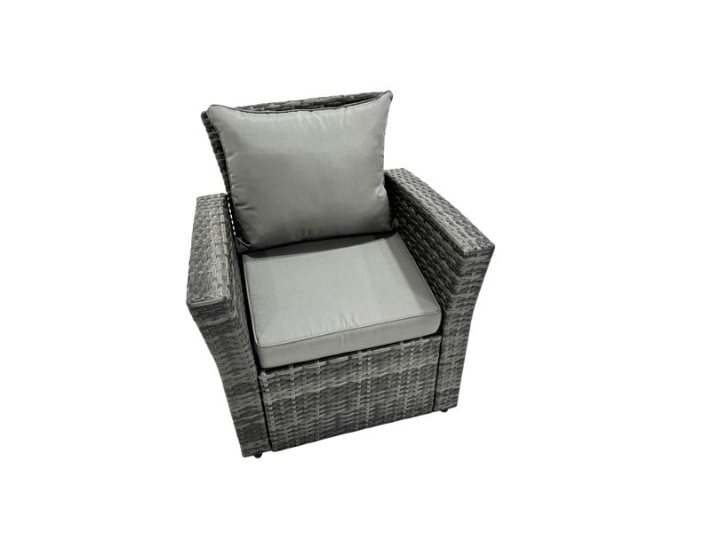 Fimous 9 Seat Rattan High Back Corner Sofa Set Patio Dining Table Set with Big Stool Dark Grey Mixed