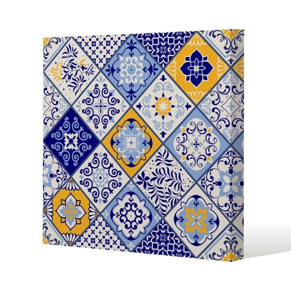 Benjamin Tate Design Turkish style. Azulejos tiles Slim Style Canvas Print  20x20cm , 15mm Slim Real wood.