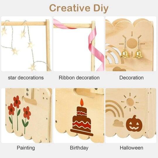 Havendro Wooden Baby Shower Basket, Baby Basket with Handle, Baby Shower Crate Closet