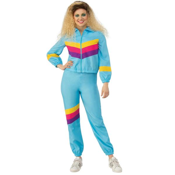 Bristol Novelty Womens/Ladies Shell Suit Costume - Blue/Yellow/Pink/Purple - 