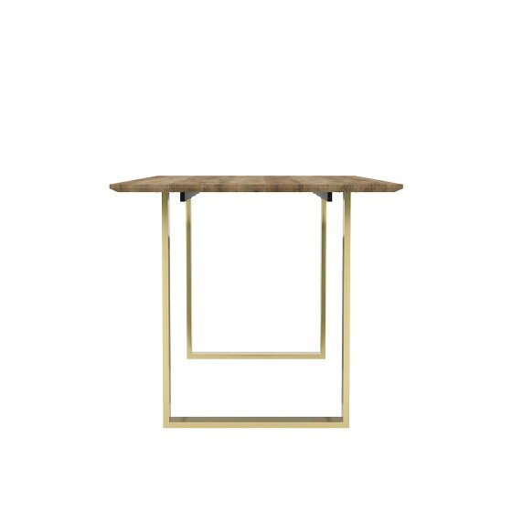 Wyld Haus Sazzuma Rectangular Wooden Dining Table Industrial Brass Metal Legs