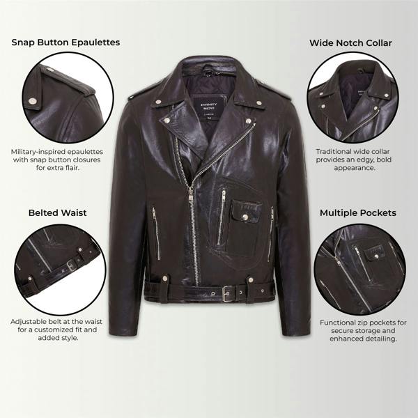 Infinity Leather Mens Cow-Hide Biker Brando Jacket - Pargas