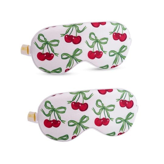 Satin Sleep Mask Twin Pack Sets - Various Designs - White Cherries