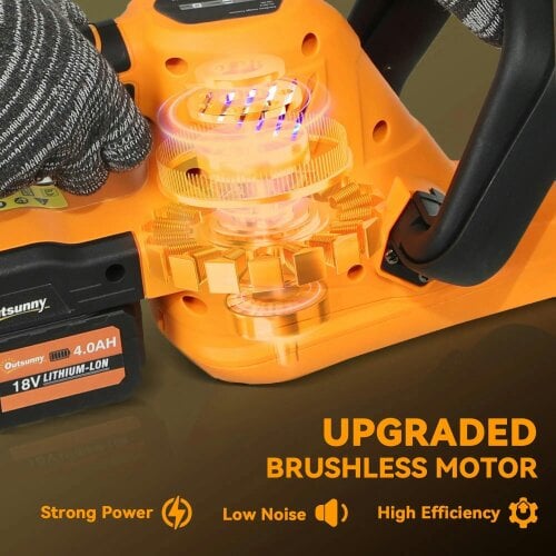 Bobobiy 20" Cordless Hedge Trimmer, 18V Electric Hedge Cutter with 51cm Dual Action Blade, 2 x 4000mAh Batteries and Brushless Motor Branches
