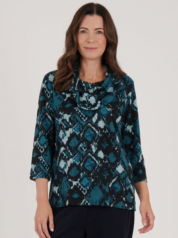 TIGI-Wear Tribal Print Cowl Neck Top