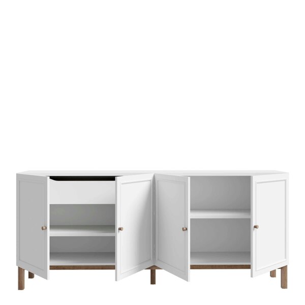 Wyld Haus Sofia Light Grey and Oak Wood 4 Door 1 Drawer Sideboard