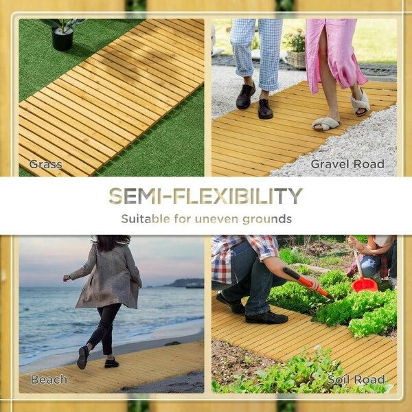 Rollable Wooden Garden Pathway Weather-Resistant Walk Way for Wedding Party Pathways 185 x 60 cm