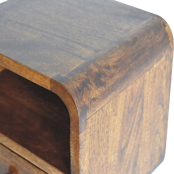 Artisan Furniture Extra Mini Wall Mounted Curved Chestnut Bedside with Open Slot