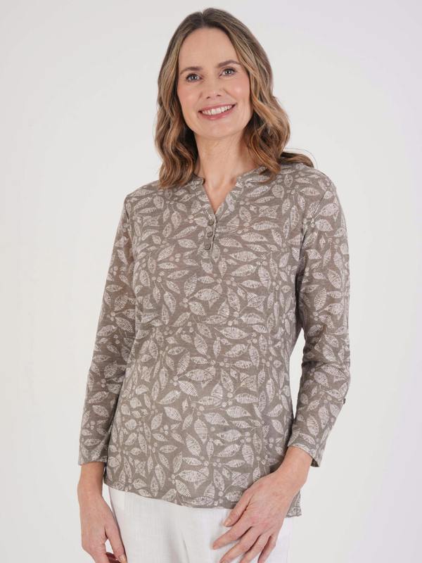 TIGI Etched Leaf Notch Neck Top