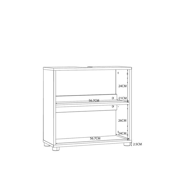 Furniture To Go Ice Cave Under Sink Bathroom Cabinet with 2 Doors & Silver Handles in White with White High Gloss Doors