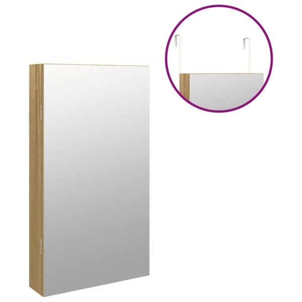 Berkfield Mirror Jewellery Cabinet with LED Lights Wall Mounted