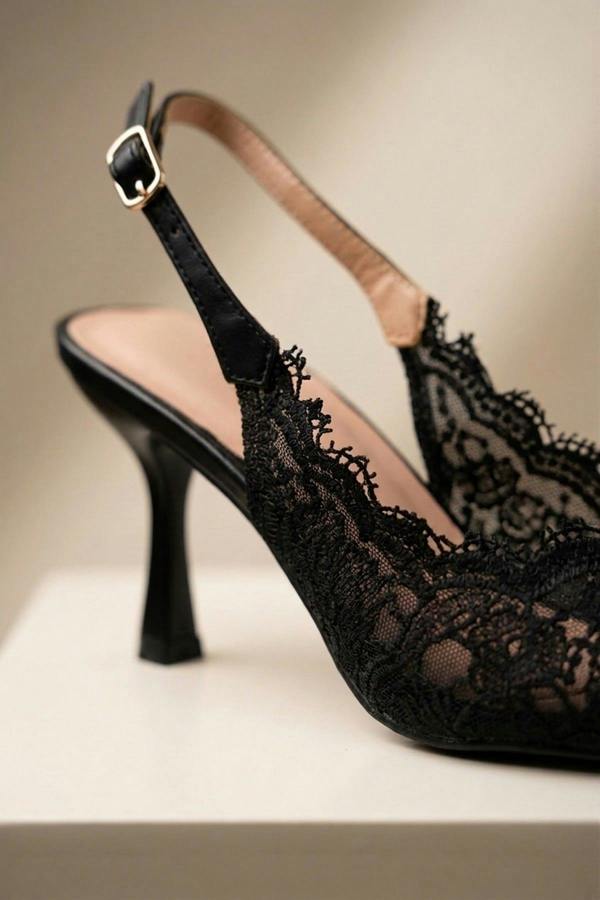 ikrush Odette Floral Lace Pointed Toe Heels