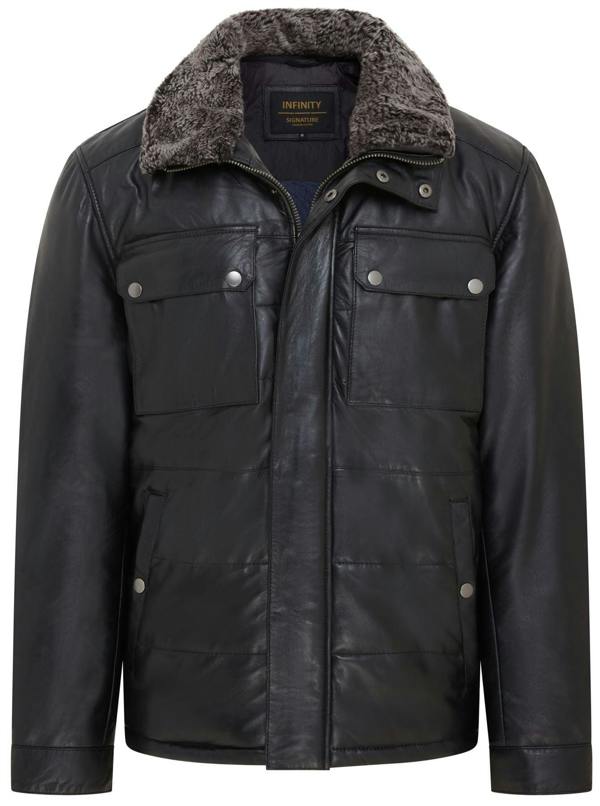 Infinity Leather Mens Leather Puffer Quilted Jacket - Farsund