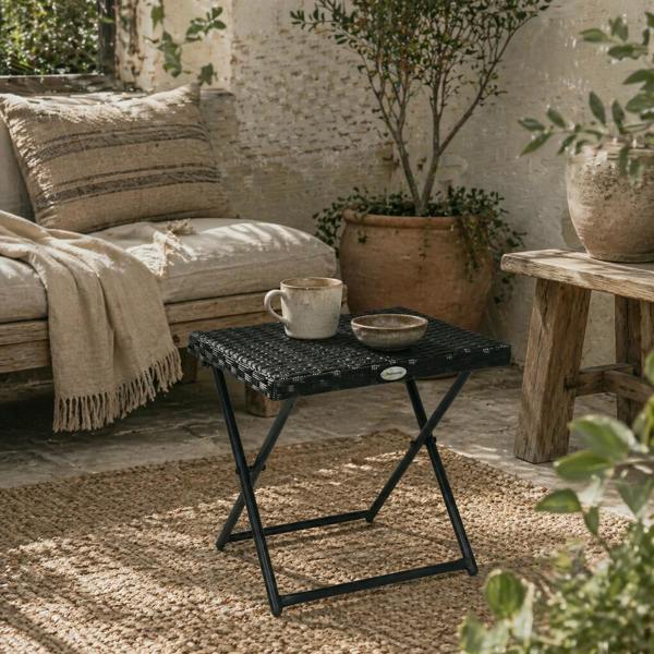 Wyld Haus Kenila Natural Rattan Square Folding Garden Bistro Side Table