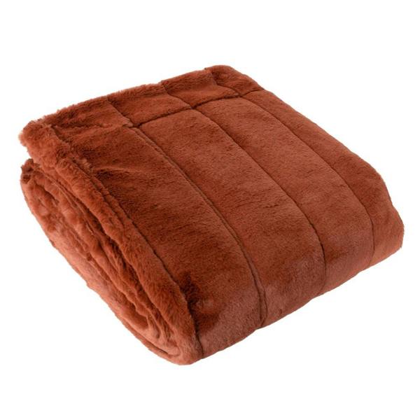 Riva Home Empress Faux Fur Throw - Rust - 