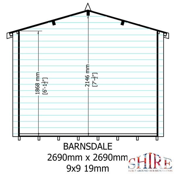 Shire Barn ale 9x9 Log Cabin 19mm interlock Cladding - Best Shed