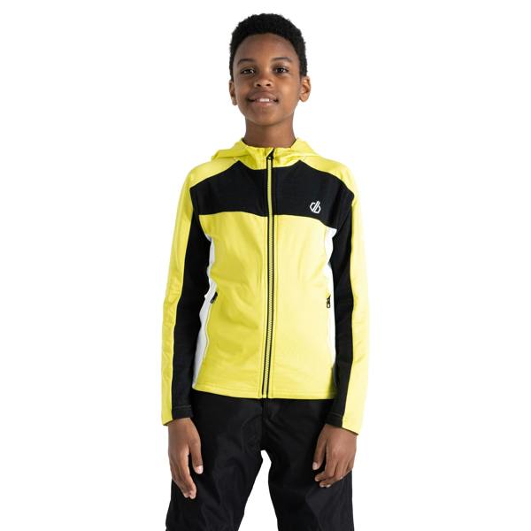 Dare 2B Childrens/Kids Thriving Core Stretch Hooded Midlayer - Black/Yellow Plum - 