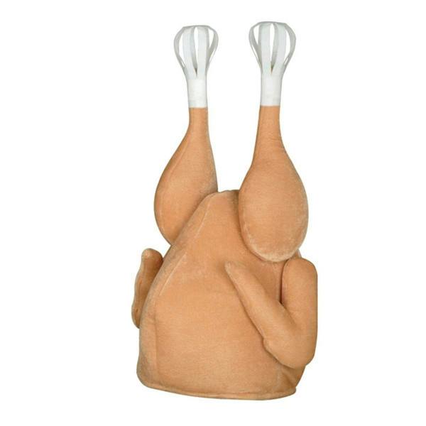 One Size Brown Turkey Novelty Christmas Hat with Chimney and Santa Legs for Adults image 7