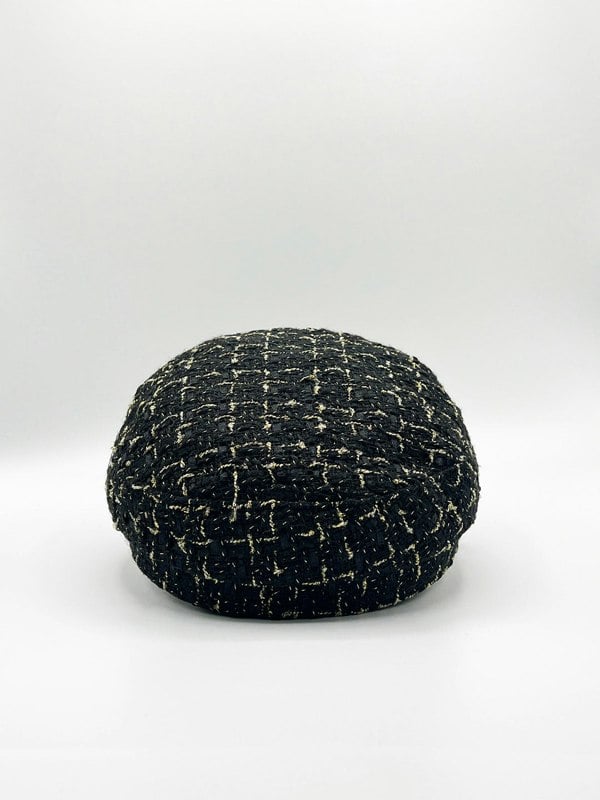 SVNX Tweed Baker Boy Hat In Black